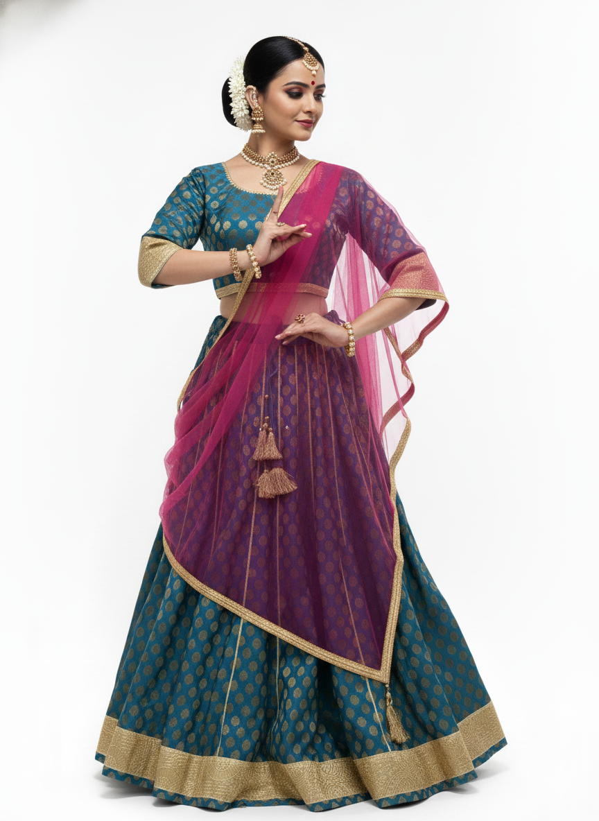 Premium Art Silk/Jacquard (Lehenga & Blouse), Soft Net (Dupatta)