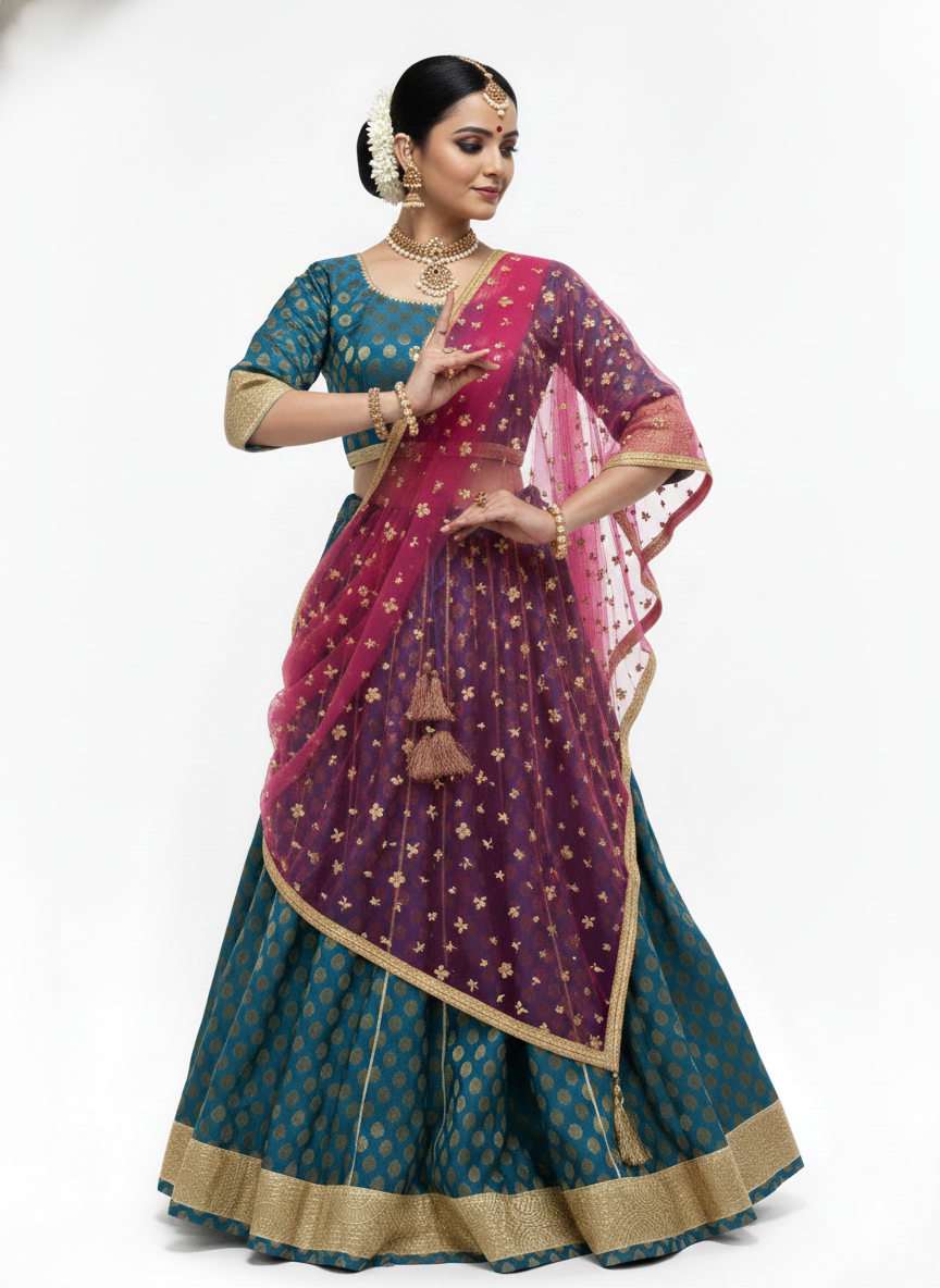 Premium Art Silk/Jacquard (Lehenga & Blouse), Soft Net (Dupatta)