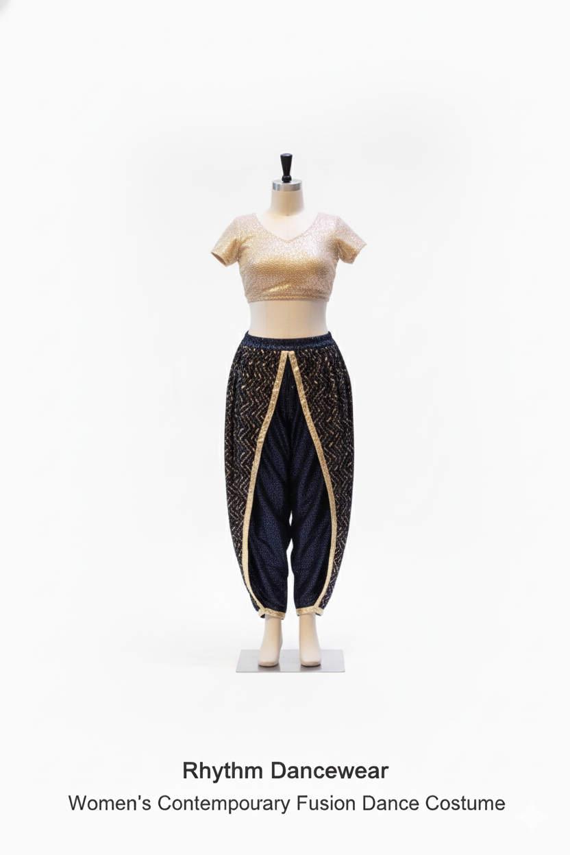 Flap pants and glitter blouse