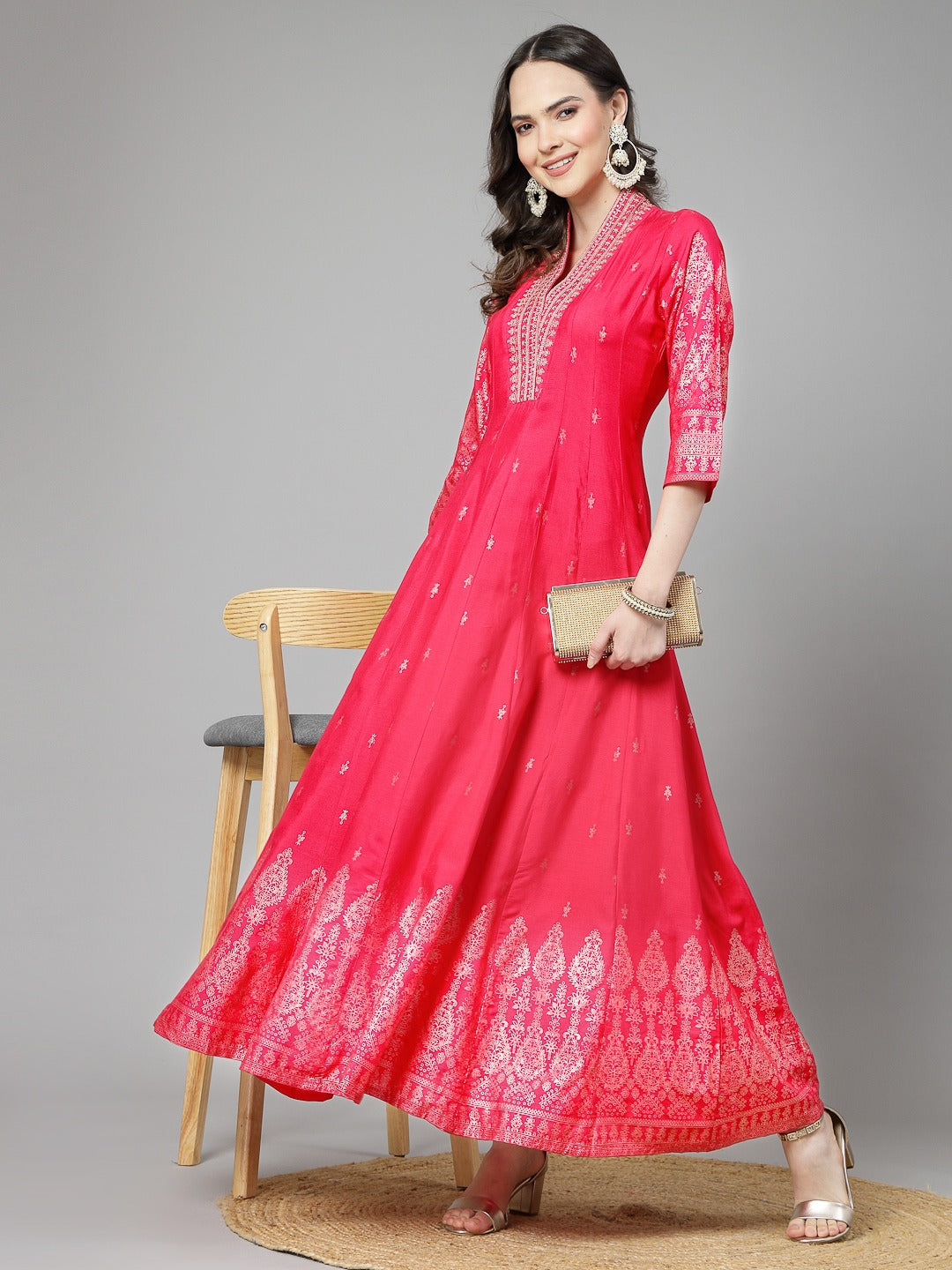 Women Ethnic Motifs Printed Fit & Flare Maxi Ethnic Dress